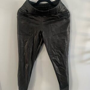 Spanx Black Faux Leather Jogger Pants